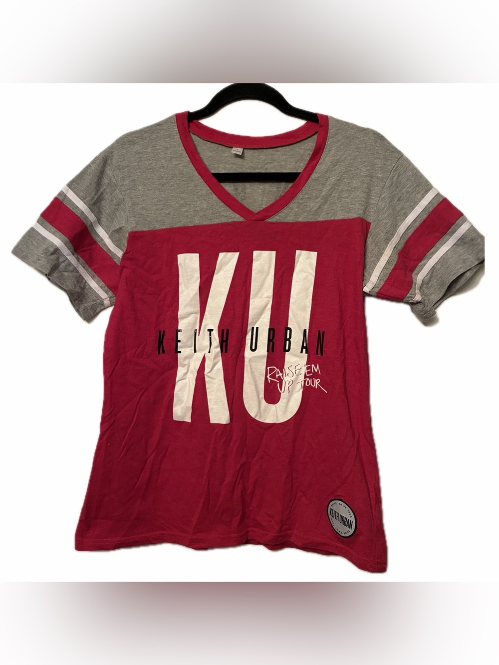 KEITH URBAN Official 2014 Raise ’Em Up Tour Concert Tee V-Neck Jersey Shirt Sz L - Picture 14 of 16